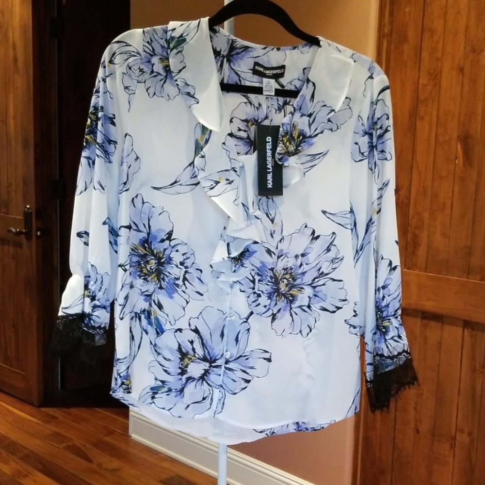 Karl Lagerfeld Floral Ruffled Blouse